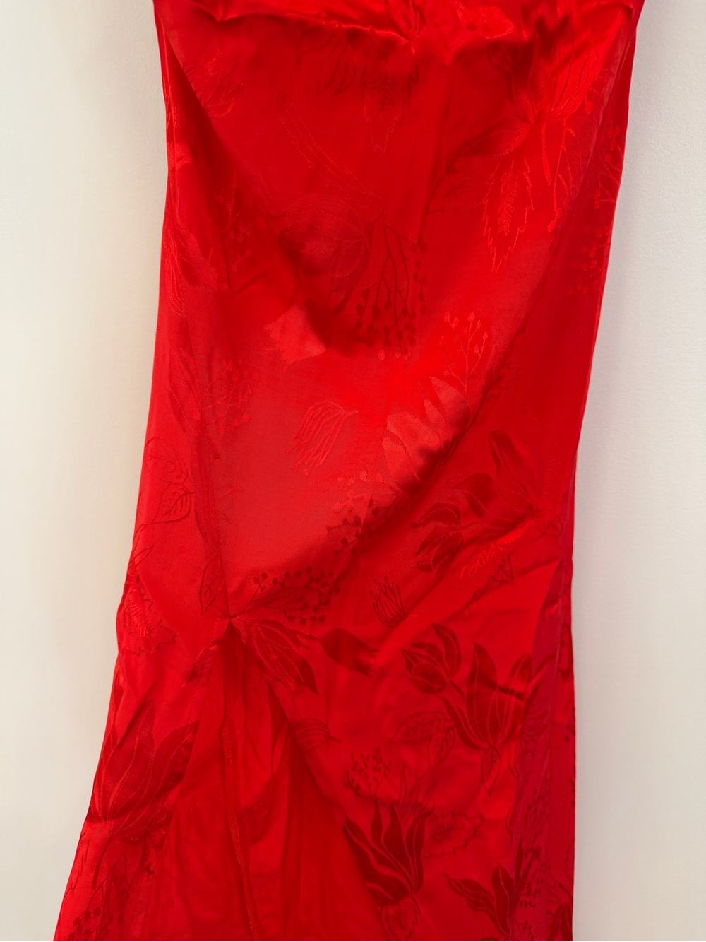 Lovers + Friends Red Satin Slip Midi Dress with High Slit - Picture 4 of 8